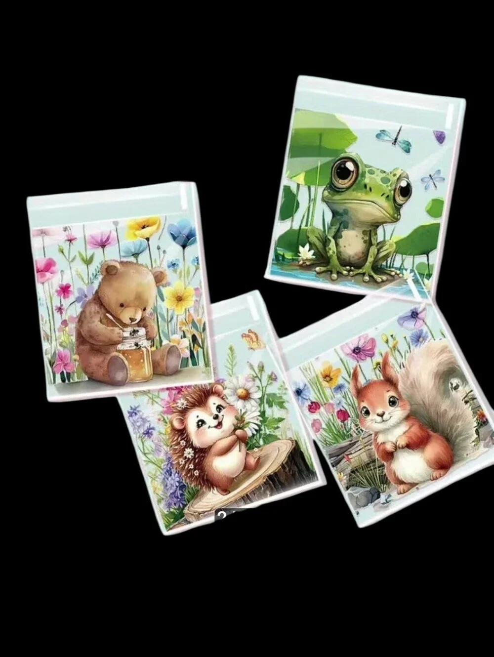 15ct. Self-Seal Recloseable Forrest Animals Print Treat/Jewelry Bags 3x5.